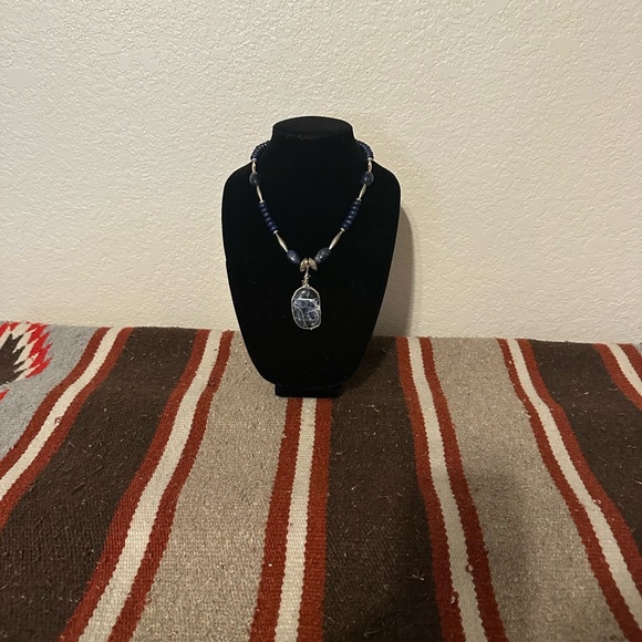Hand Crafted Jewelry - Hand Crafted Lapis Lazuli, Sodalite and Sterling Silver Beaded Necklace